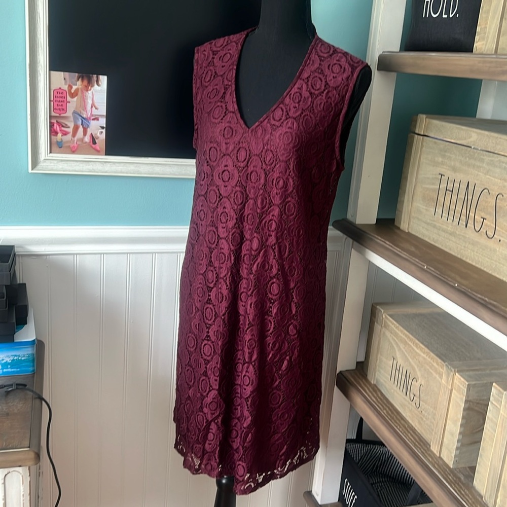 a-line v-neck dress in color “port”